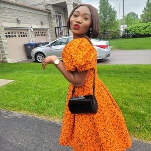 Orange Two Print African Print/ Ankara Dress